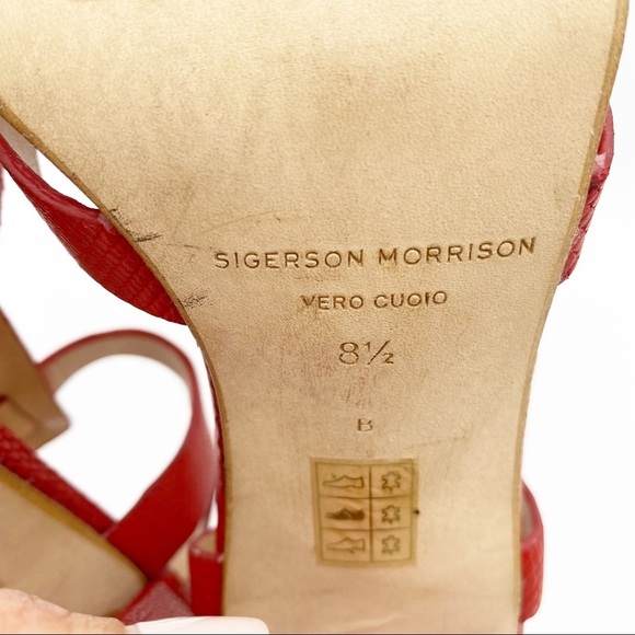 Sigerson Morrison Corallo Talum Red Sandals - Picture 6 of 7
